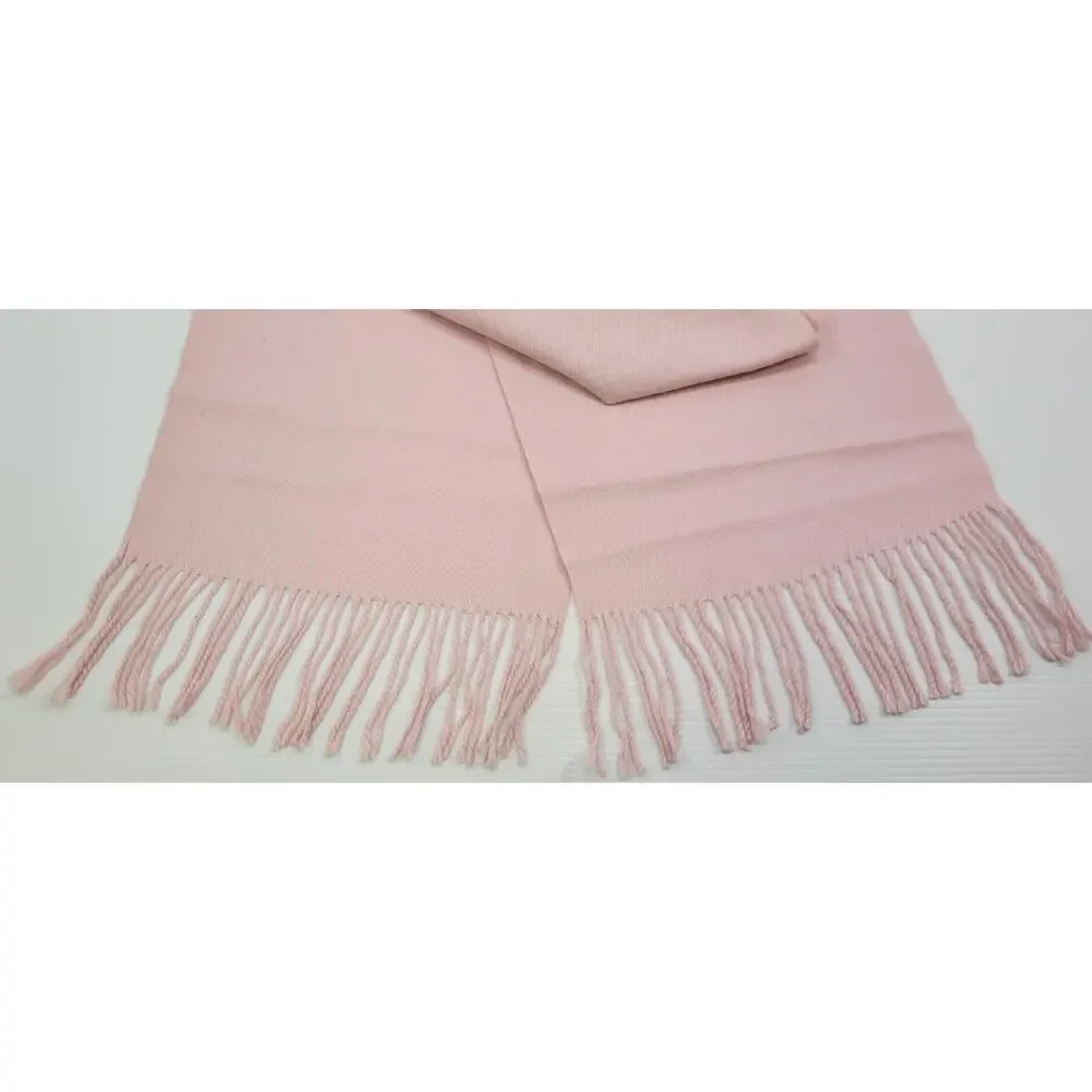 L7) Women Pink Fringed Tassel Fringed Winter Scarf 62